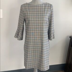 Plaid Women's Dress with Bell Sleeves